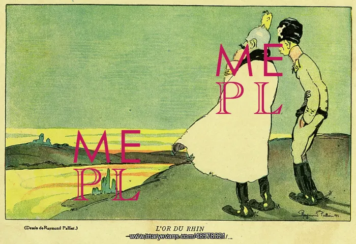 : Cartoon, The gold of the Rhine, WW1 : Cartoon, The gold of the Rhine, WW1