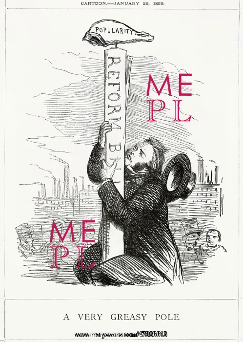 : Cartoon, A Very Greasy Pole (John Bright) : Cartoon, A Very Greasy Pole (John Bright)