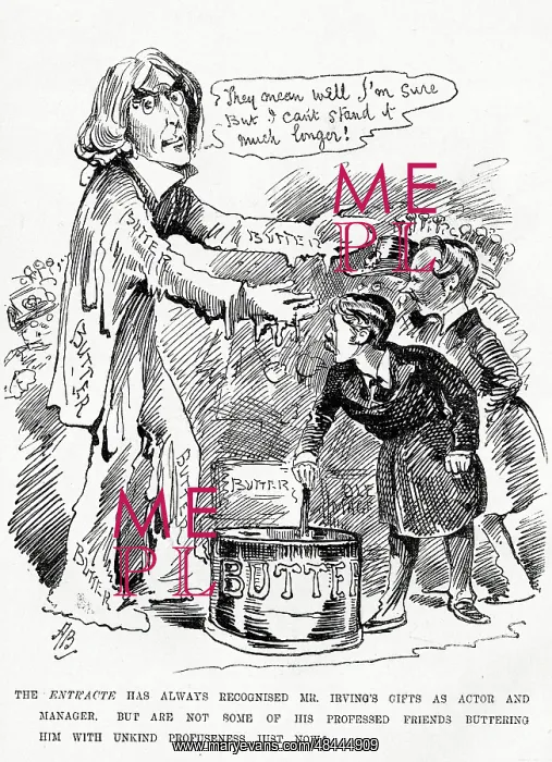 : Cartoon, Henry Irving being buttered up : Cartoon, Henry Irving being buttered up