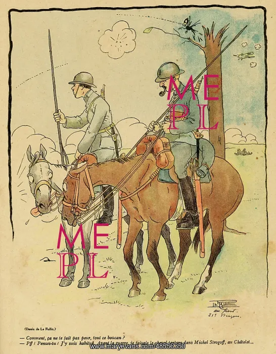  : Cartoon, Two Horses, WW1
