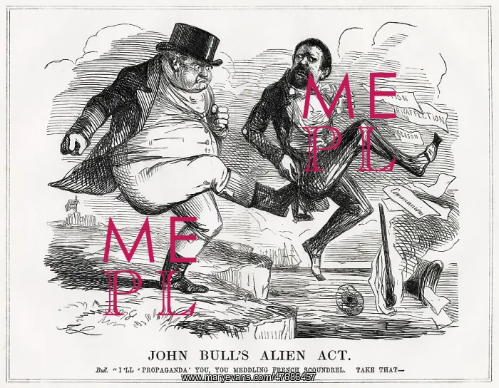 : Cartoon, John Bull's Alien Act : Cartoon, John Bull's Alien Act