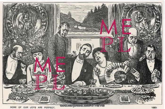 : Cartoon, None of our joys are perfect (dinner party) : Cartoon, None of our joys are perfect (dinner party)