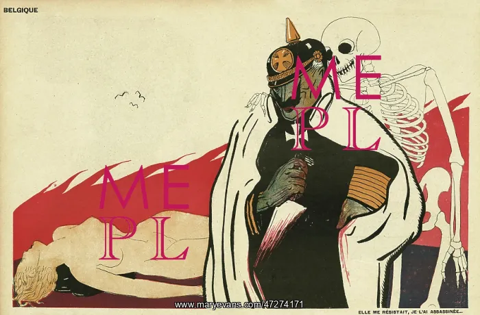: Cartoon, Kaiser Wilhelm and a corpse, WW1 : Cartoon, Kaiser Wilhelm and a corpse, WW1