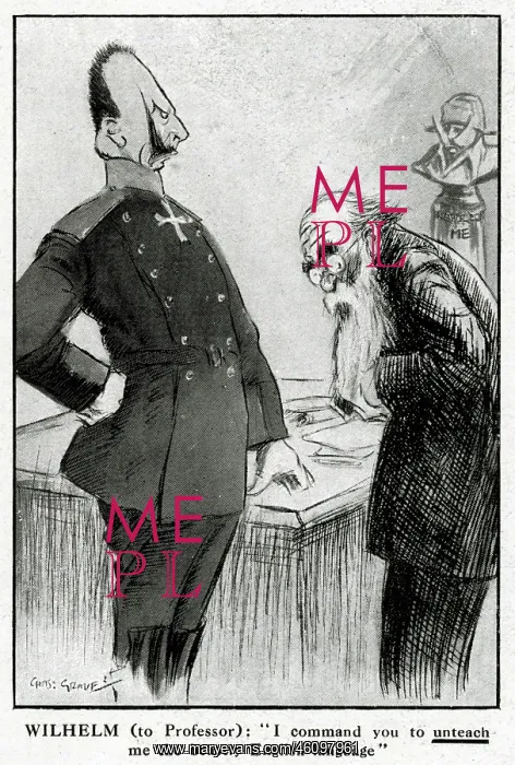 : Cartoon, Kaiser Wilhelm and professor, WW1 : Cartoon, Kaiser Wilhelm and professor, WW1