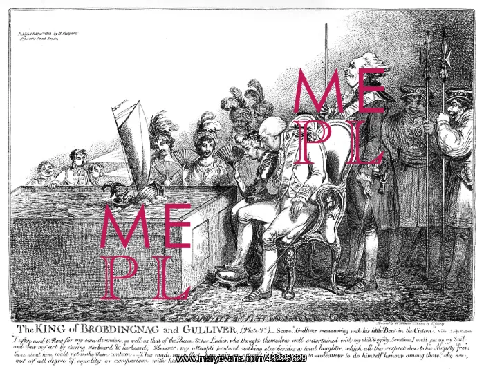: Cartoon, The King of Brobdingnag and Gulliver : Cartoon, The King of Brobdingnag and Gulliver