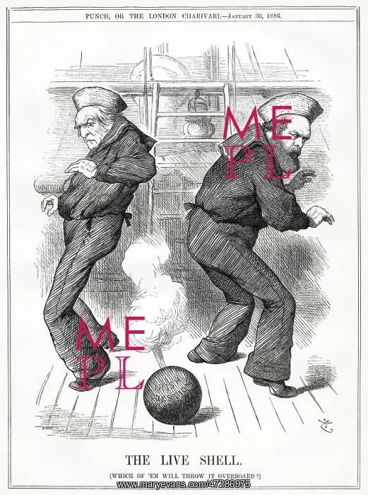 : Cartoon, The Live Shell (Gladstone and Salisbury) : Cartoon, The Live Shell (Gladstone and Salisbury)