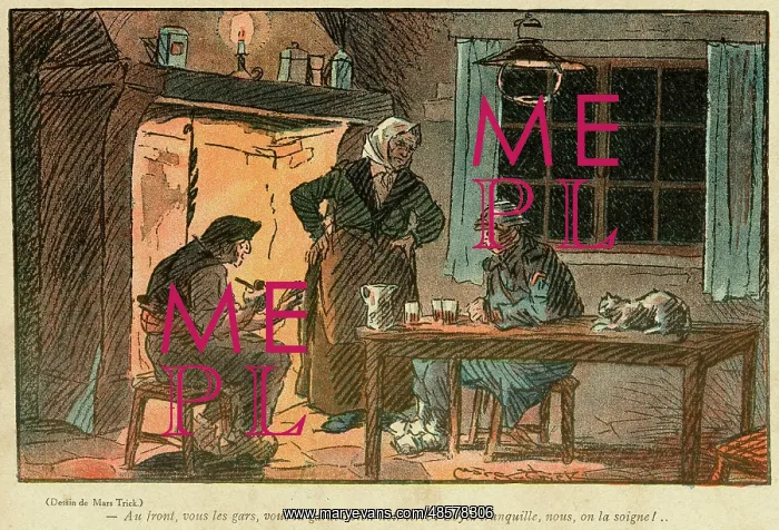 : Cartoon, Looking after the land, WW1 : Cartoon, Looking after the land, WW1