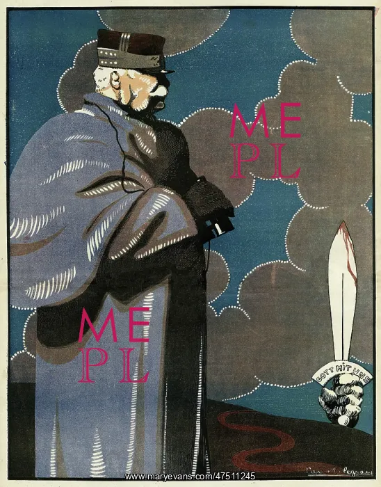 : Cartoon, Marshal Philippe Petain, WW1 : Cartoon, Marshal Philippe Petain, WW1