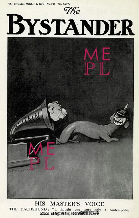 : Cartoon, His Master's Voice, WW1 : Cartoon, His Master's Voice, WW1
