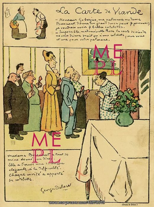 : Cartoon, The meat card, WW1 : Cartoon, The meat card, WW1