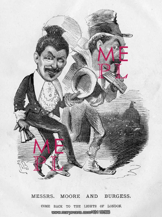 : Cartoon of Moore and Burgess Minstrels : Cartoon of Moore and Burgess Minstrels