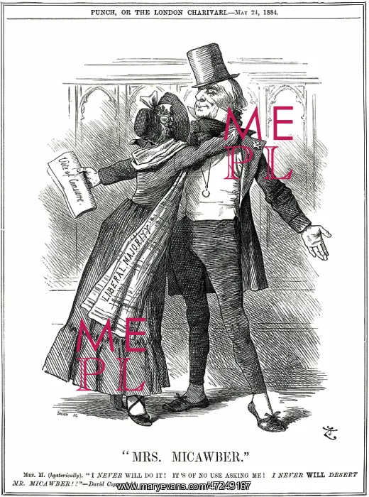 : Cartoon, Mrs Micawber (Gladstone) : Cartoon, Mrs Micawber (Gladstone)