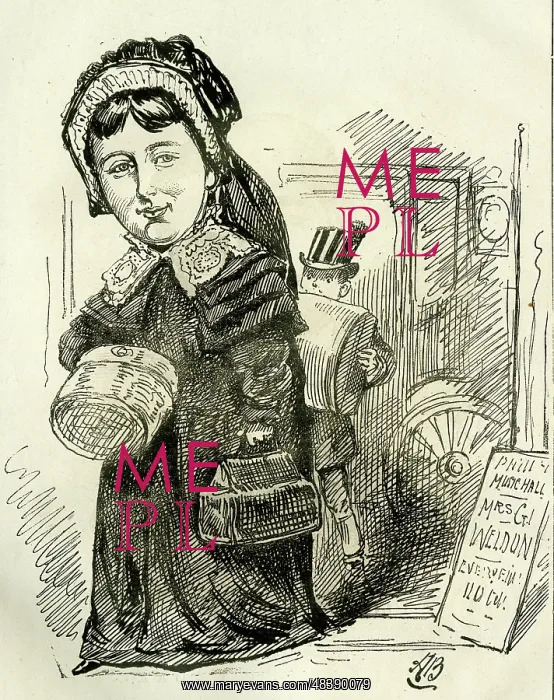 : Cartoon, Mrs Weldon in her latest role : Cartoon, Mrs Weldon in her latest role