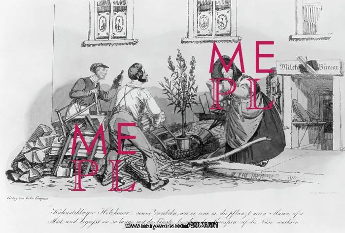 : Cartoon from the old Berlin, 19th century : Cartoon from the old Berlin, 19th century