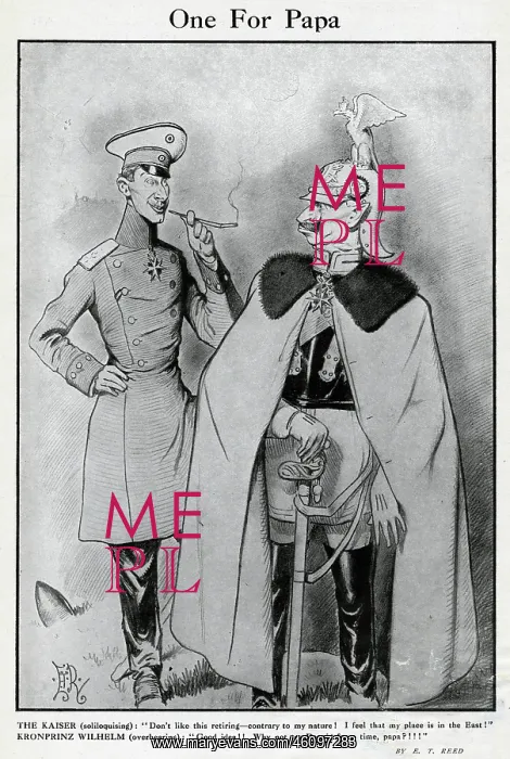 : Cartoon, One For Papa, WW1 : Cartoon, One For Papa, WW1