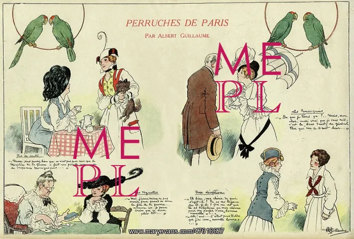 : Cartoon, Parrots of Paris, WW1 : Cartoon, Parrots of Paris, WW1