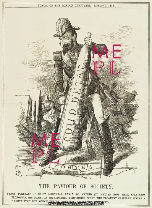 : Cartoon, The Paviour of Society (Cortes dissolved) : Cartoon, The Paviour of Society (Cortes dissolved)