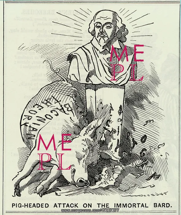 : Cartoon, Pig-Headed Attack on the Immortal Bard : Cartoon, Pig-Headed Attack on the Immortal Bard
