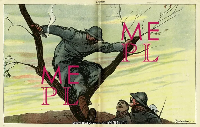 : Cartoon, Playing a practical joke, WW1 : Cartoon, Playing a practical joke, WW1