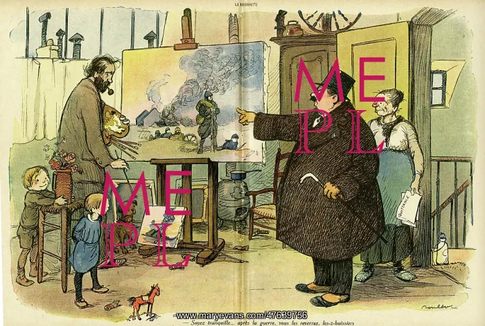 : Cartoon, A powerless bailiff, WW1 : Cartoon, A powerless bailiff, WW1