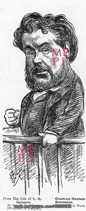 : Cartoon of the preacher Charles Haddon Spurgeon : Cartoon of the preacher Charles Haddon Spurgeon