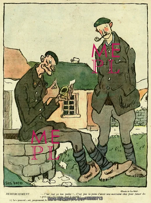 : Cartoon, Present of tobacco, WW1 : Cartoon, Present of tobacco, WW1