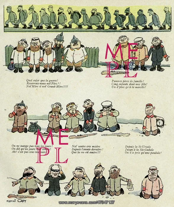 : Cartoon, Prisoners chorus, WW1 : Cartoon, Prisoners chorus, WW1