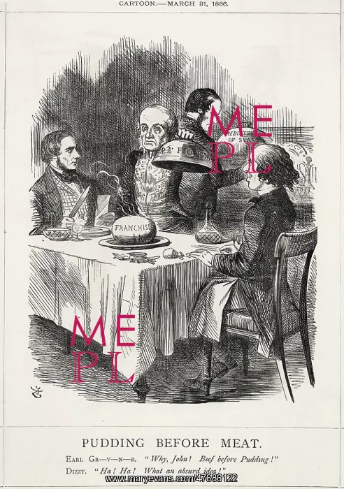 : Cartoon, Pudding Before Meat (Russell and Reform) : Cartoon, Pudding Before Meat (Russell and Reform)