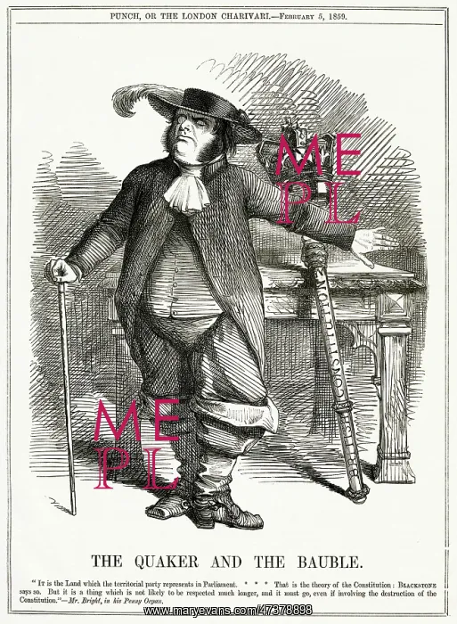 : Cartoon, The Quaker and the Bauble (John Bright) : Cartoon, The Quaker and the Bauble (John Bright)