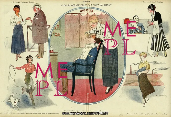 : Cartoon, Replacing those who are at the Front, WW1 : Cartoon, Replacing those who are at the Front, WW1