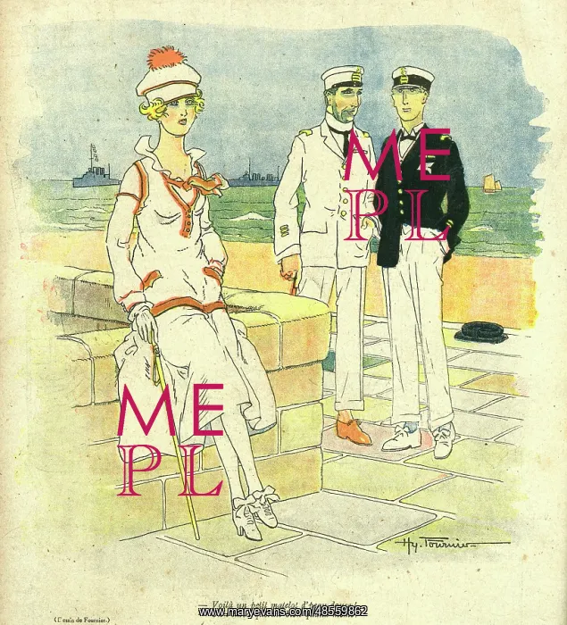 : Cartoon, Sailors on shore, WW1 : Cartoon, Sailors on shore, WW1
