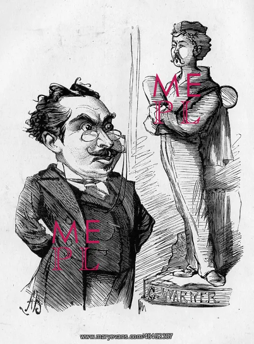 : Cartoon, statue of Charles Warner, English actor : Cartoon, statue of Charles Warner, English actor