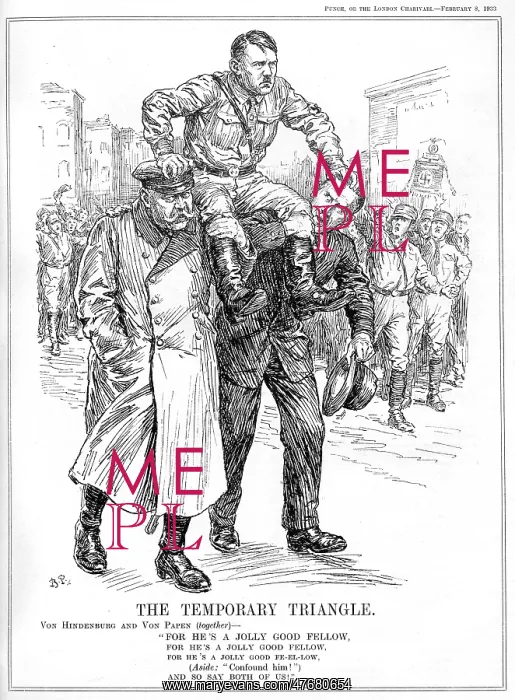: Cartoon, The Temporary Triangle (Hitler, Hindenburg, Papen) : Cartoon, The Temporary Triangle (Hitler, Hindenburg, Papen)