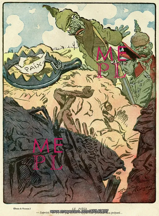 : Cartoon, The trap, WW1 : Cartoon, The trap, WW1