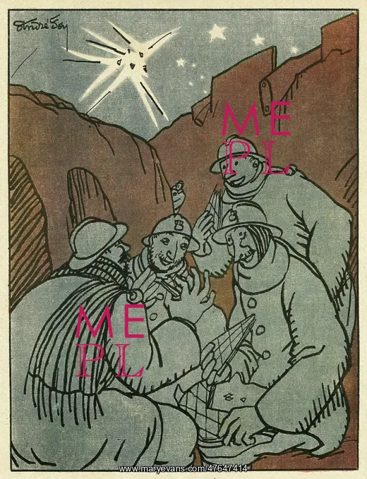 : Cartoon, In the trench, WW1 : Cartoon, In the trench, WW1