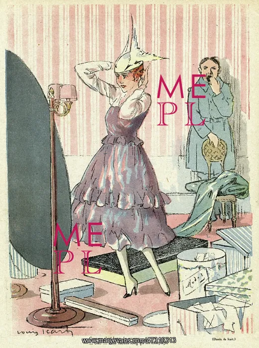: Cartoon, Trying on a new hat WW1 : Cartoon, Trying on a new hat WW1
