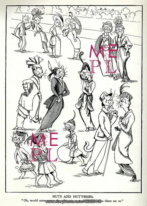 : Cartoon, upper class Nuts and Nuttesses, Louis Wain : Cartoon, upper class Nuts and Nuttesses, Louis Wain