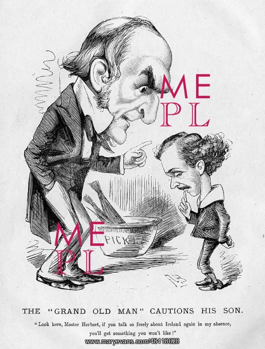 : Cartoon of W E Gladstone and his son Herbert : Cartoon of W E Gladstone and his son Herbert