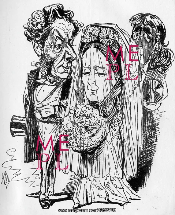 : Cartoon, wedding scene with Henry Irving : Cartoon, wedding scene with Henry Irving