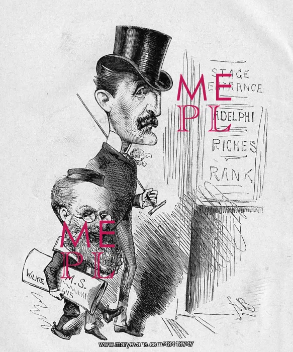 : Cartoon of Wilkie Collins and Edgar Bruce : Cartoon of Wilkie Collins and Edgar Bruce