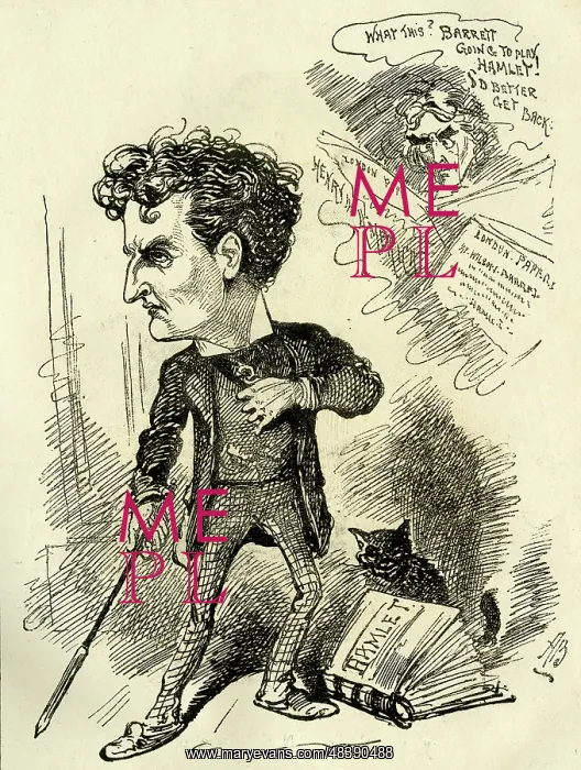 : Cartoon, Wilson Barrett, preparing to play Hamlet : Cartoon, Wilson Barrett, preparing to play Hamlet