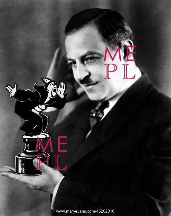 : Cartoonist Max Fleisher holding a statue ? : Cartoonist Max Fleisher holding a statue ?