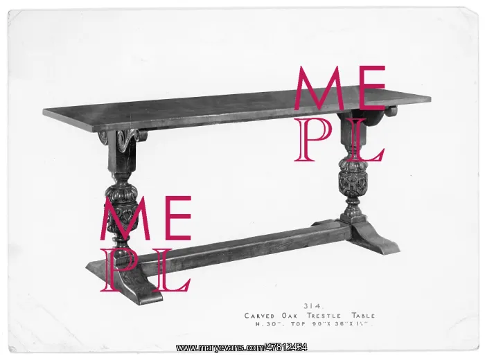  : Carved Oak trestle table