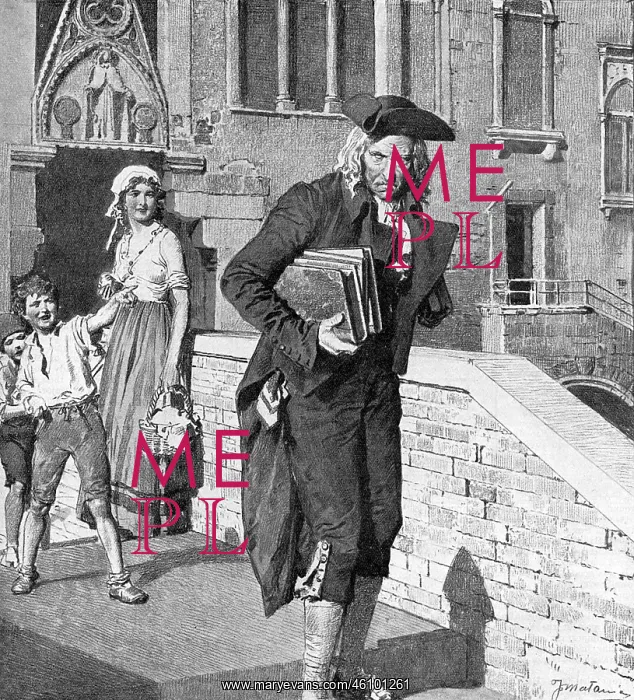 : Casanova being hit by a stone and mocked by a child : Casanova being hit by a stone and mocked by a child