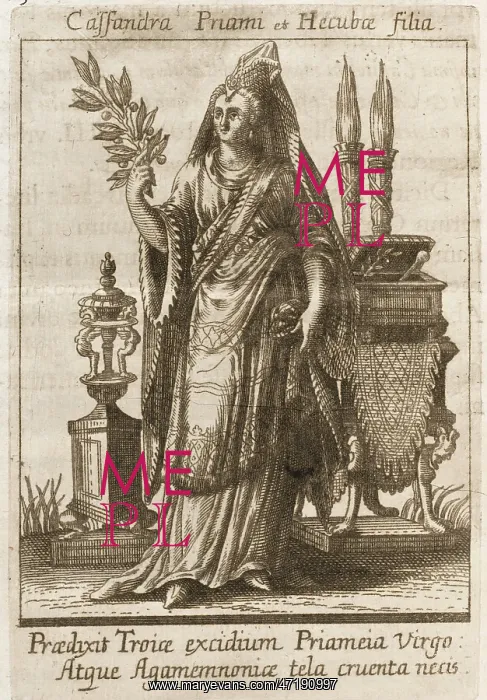 : Cassandra. CASSANDRA, daughter of Priam and Hecuba, Trojan royals : Cassandra. CASSANDRA, daughter of Priam and Hecuba, Trojan royals