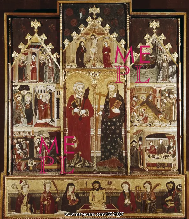 : CASTELLFOLLIT, Master of (before 1400). Altarpiece : CASTELLFOLLIT, Master of (before 1400). Altarpiece
