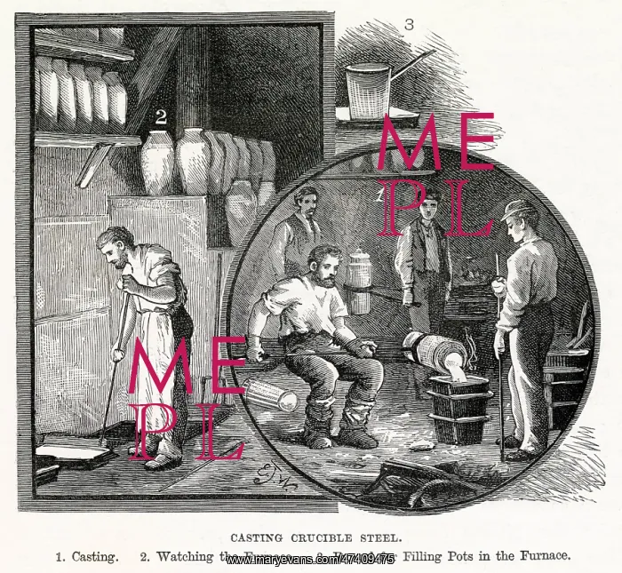 : Casting Crucible Steel 1877 : Casting Crucible Steel 1877