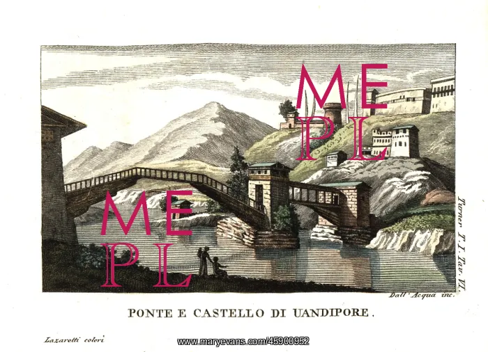 : Castle and bridge in Wandipoor, Bhutan : Castle and bridge in Wandipoor, Bhutan