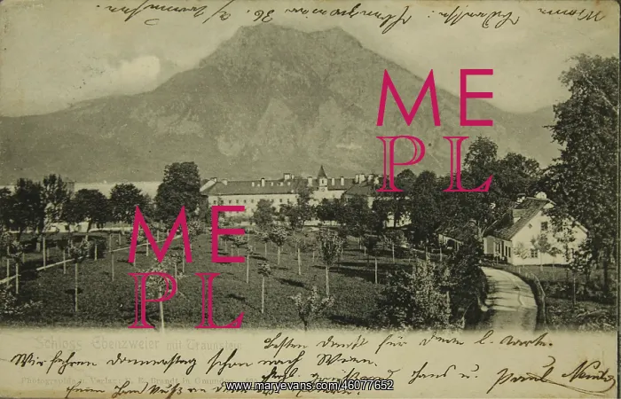 : Castle Ebenzweier with Traunstein. About 1905 : Castle Ebenzweier with Traunstein. About 1905