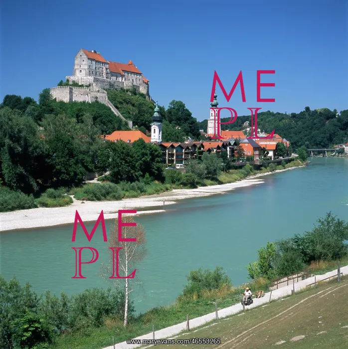 : Castle and river at Burghausen, Bavaria, Germany : Castle and river at Burghausen, Bavaria, Germany